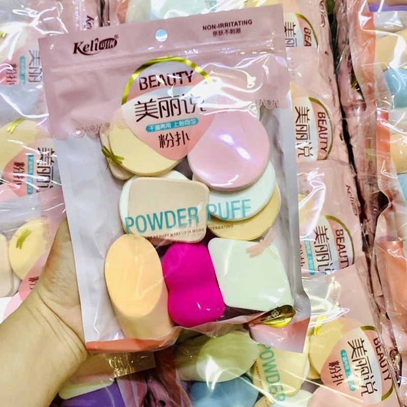 Bộ 13 bông mút trang điểm Keli siêu rẻ siêu tiết kiệm tiện dụng | BigBuy360 - bigbuy360.vn