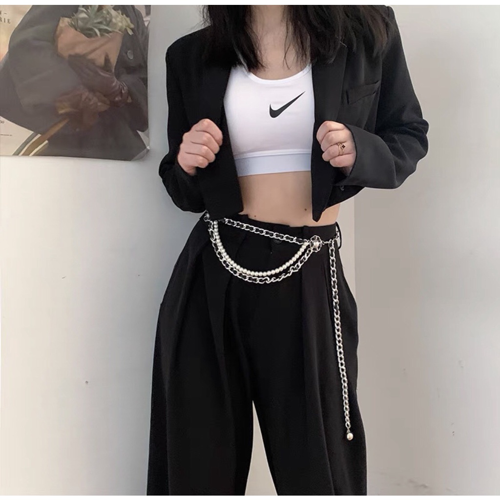 Đai váy xích phối da ngọc trai hai tầng sang trọng hàng cao cấp loại 1