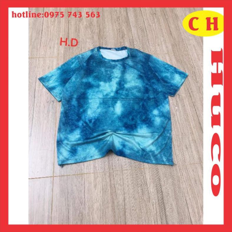 áo phông hè, thun loang xanh ngọc màu cực hót tay lỡ chất cotton mềm mát thời trang nam nữ form thụng unisex freesize  ྇