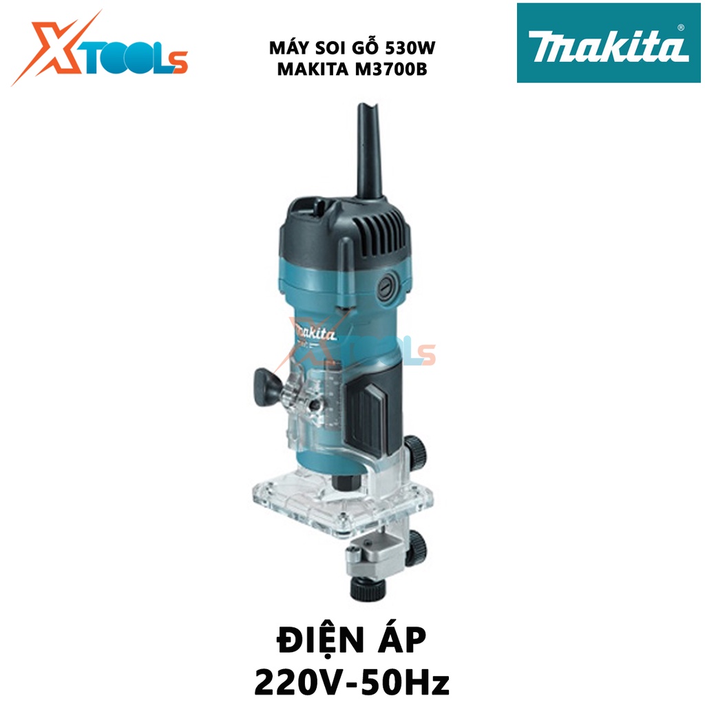 Máy phay MAKITA M3700B | Máy phay (đánh cạnh) mini Công suất: 530W Nguồn điện áp: 220V/50Hz - 60Hz, dùng để khoan, khoét