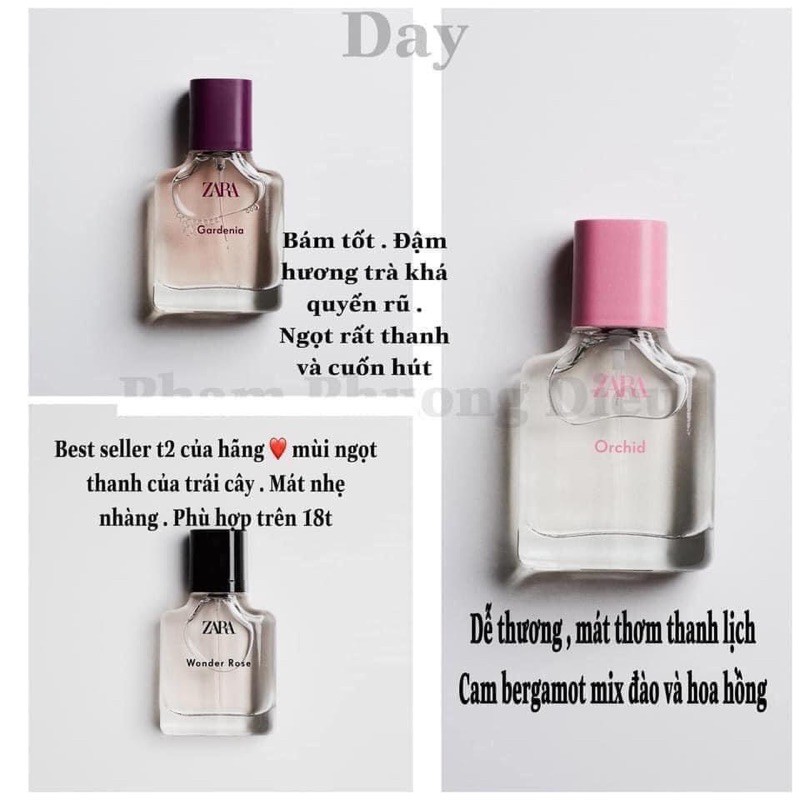 Nước hoa Zara Eau de Toiette, Eau de Cologne, Eau de Perfume