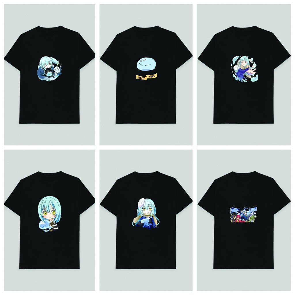 Áo thun phông đen in hình Tensei-shitara Slime datta Ken Chuyển Sinh Thành Slime chibi anime thời trang nam nữ