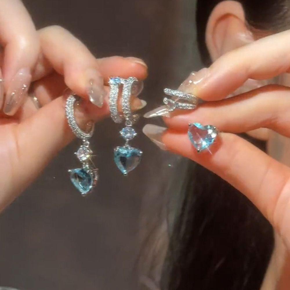 Khuyên Tai Kiểu Bất Đối Xứng Ngọt Ngào Cá Tính Cho Nữ|Khuyên Tai Hình Trái Tim Phong Cách Vintage