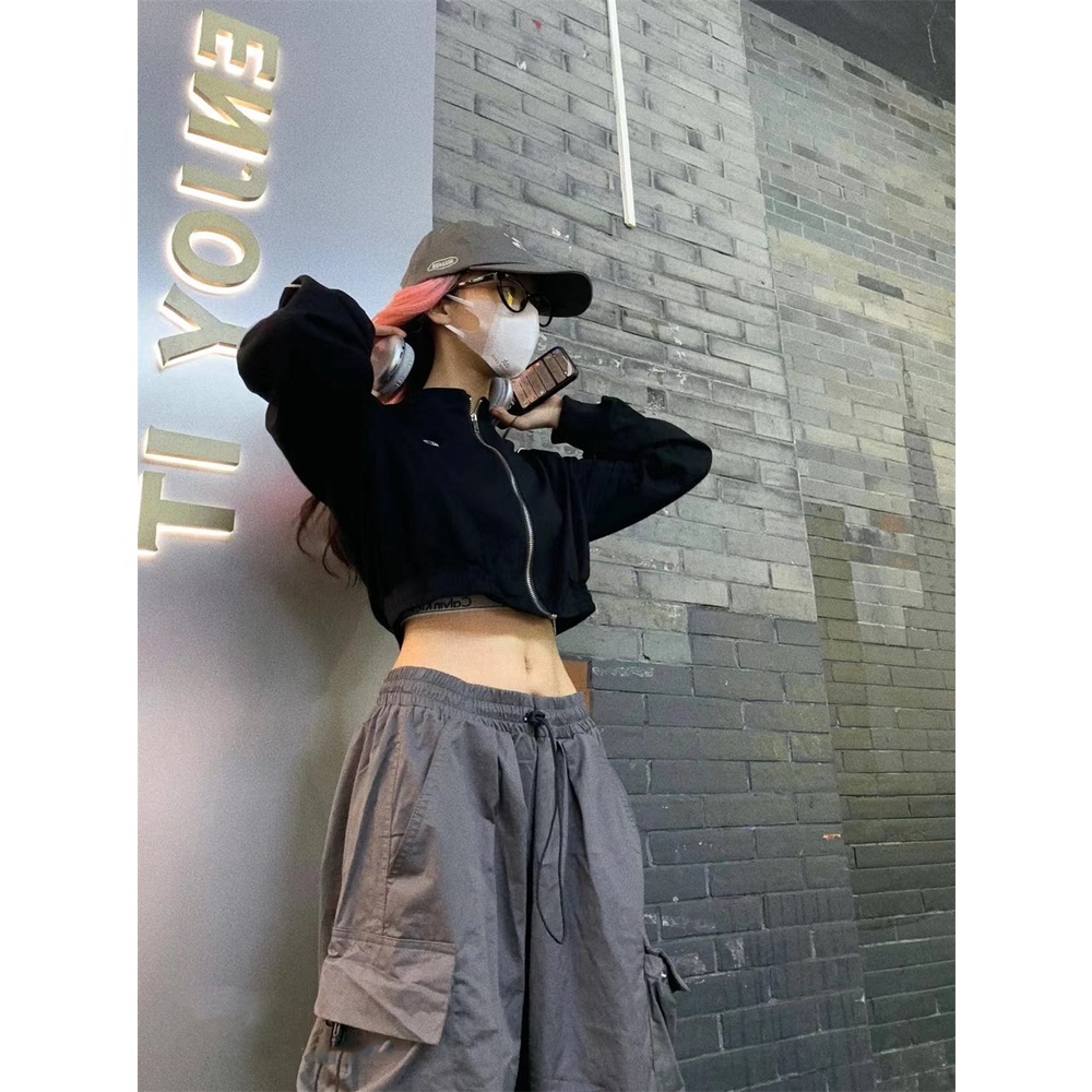 Cocory vn Quần Dài Lưng Cao Ống Rộng Phối Dây Rút Phong Cách Đường Phố Mỹ Cá Tính Cho Nữ