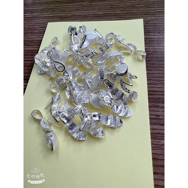 Mặt dây chuyền thiên thần đính đá nhỏ dép guốc nhân tạo ôm tim bạc thật siêu đẹp NGỌC MẬU