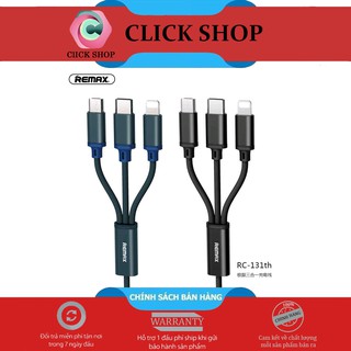 Cáp Sạc Đa Năng Remax 3 Đầu RC-131TH Lightning - Micro USB - Type C chất liệu dây dù