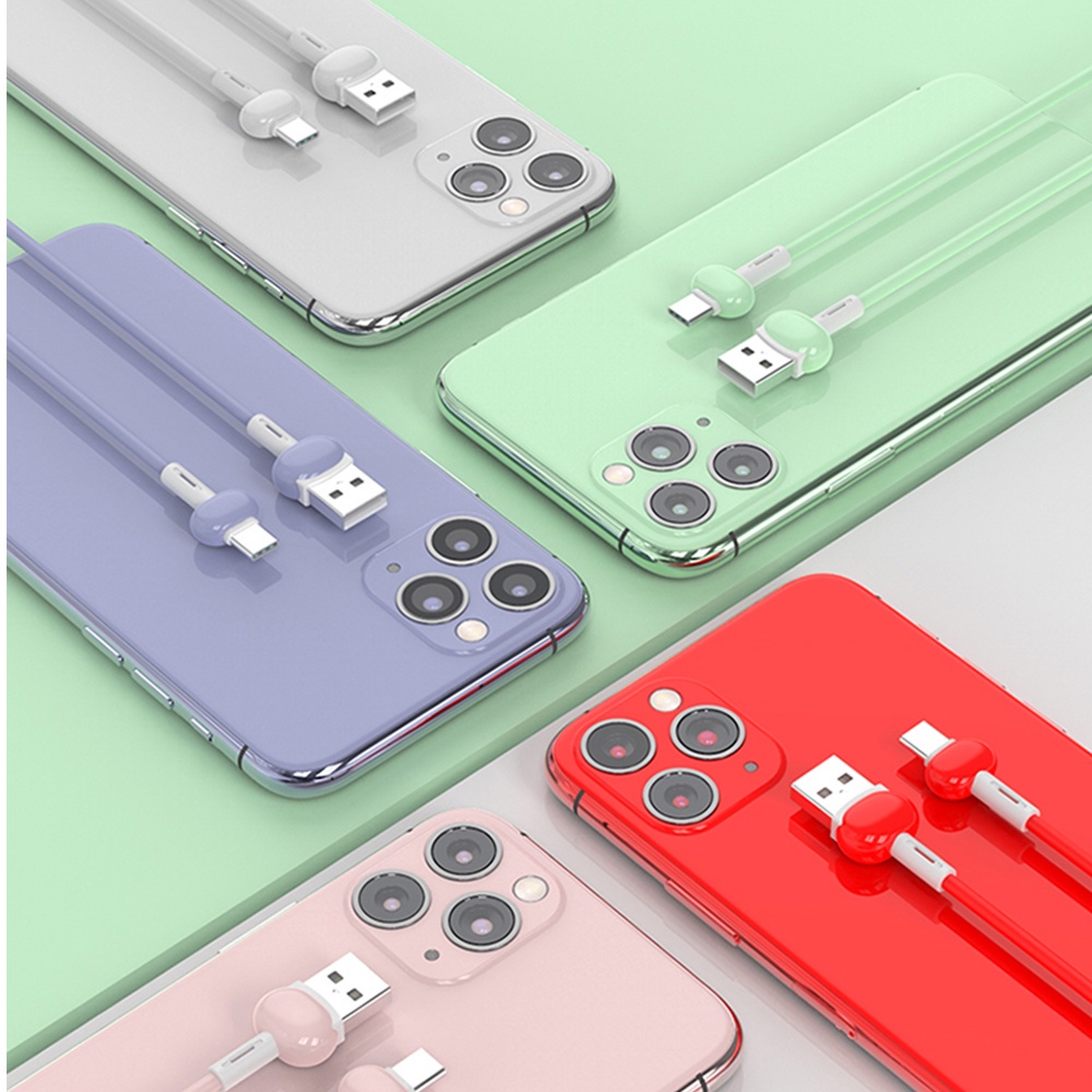 Dây Cáp Sạc Nhanh QC3.0 Type C Bằng Silicon Màu Macaron Dài 1M 3A Dành Cho Huawei Xiaomi