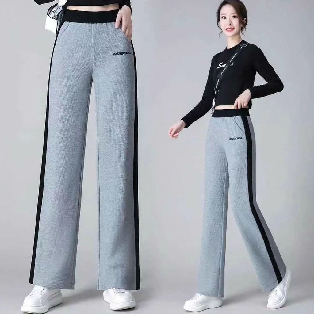 Quần dài lưng cao ống rộng phong cách xuân thu thời trang cho nữ