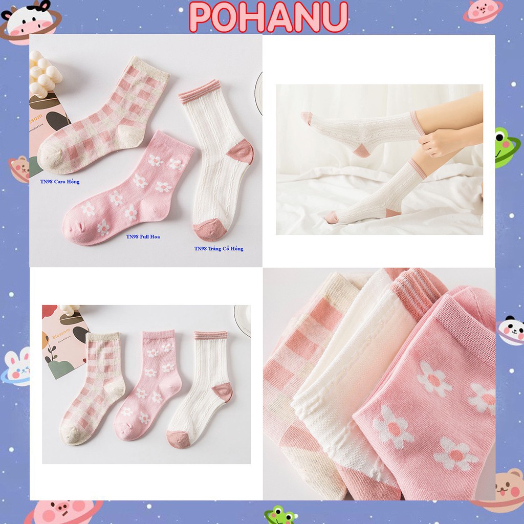 Vớ cao cổ Pohanu đôi tất nữ vintage phong cách hàn quốc cao cấp TN98