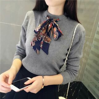 Áo thun tay dài cột dây nơ