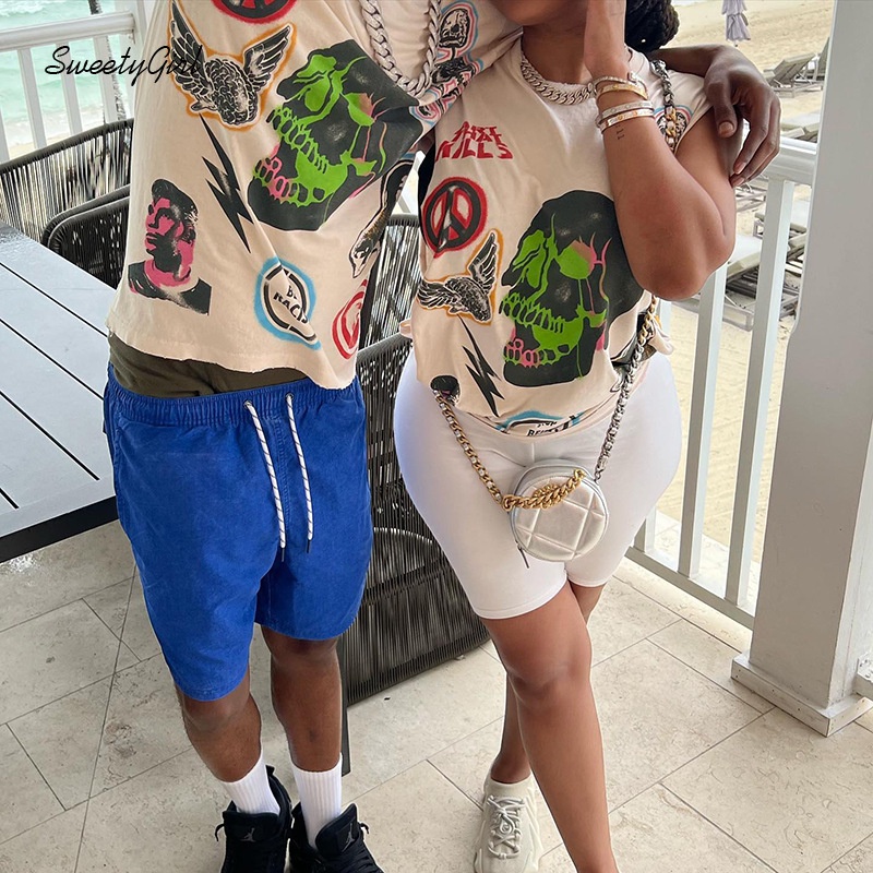 Áo Thun Sát Nách Cổ Tròn Dáng Rộng In Hoạt Hình Dasigner Nhiều Màu Thời Trang 2022 Cho Nữ