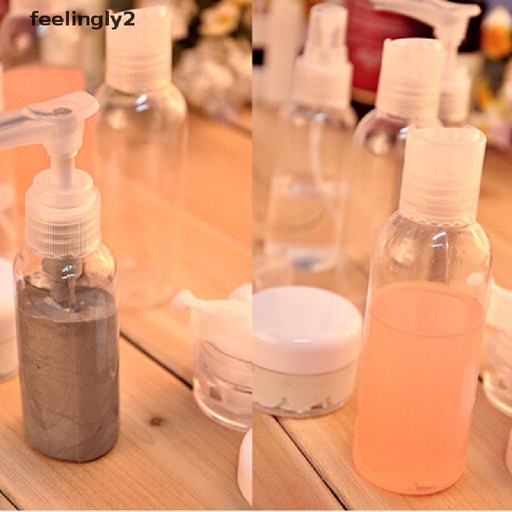 1 Set 6 Chai Nhựa Rỗng Đựng Mỹ Phẩm / Kem / Nước Hoa Dạng Xịt Tiện Dụng Khi Đi Du Lịch