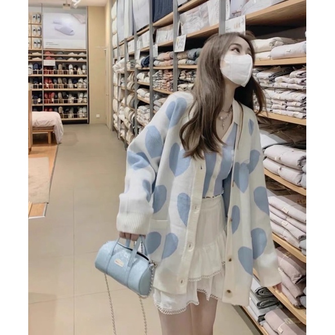 Set ba món áo khoác cadigan kèm áo crop viền mix chân váy tầng viền ren | BigBuy360 - bigbuy360.vn