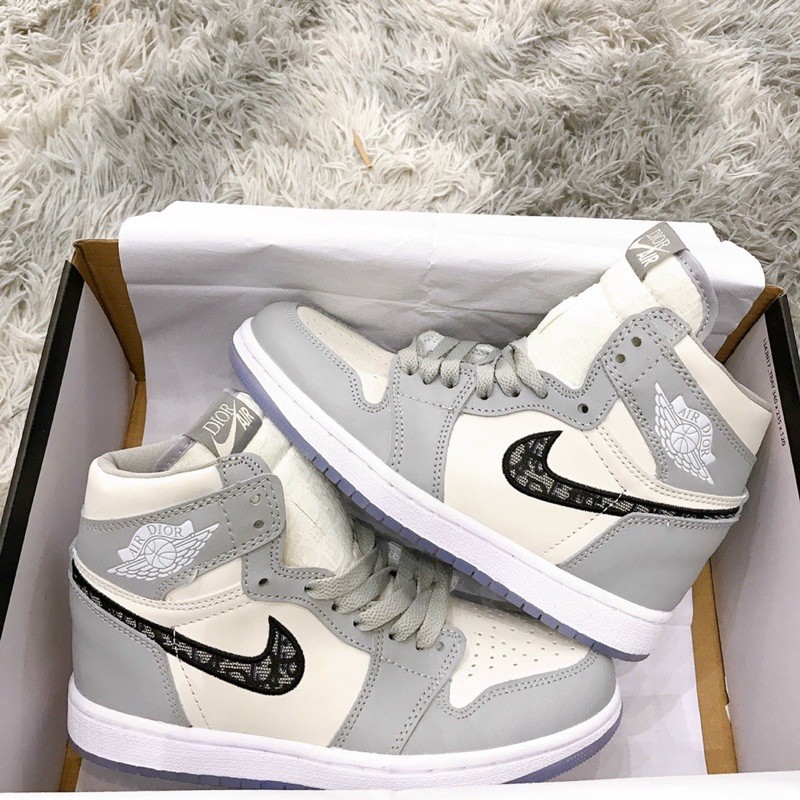 Giày sneaker nam, giầy sneaker nữ JD1 Panda cổ cao đen trắng  / JD Dior Xám / Calima Sneaker