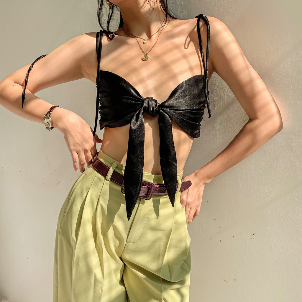 Áo croptop hai dây thắt nơ ngực - Bratop sang chảnh