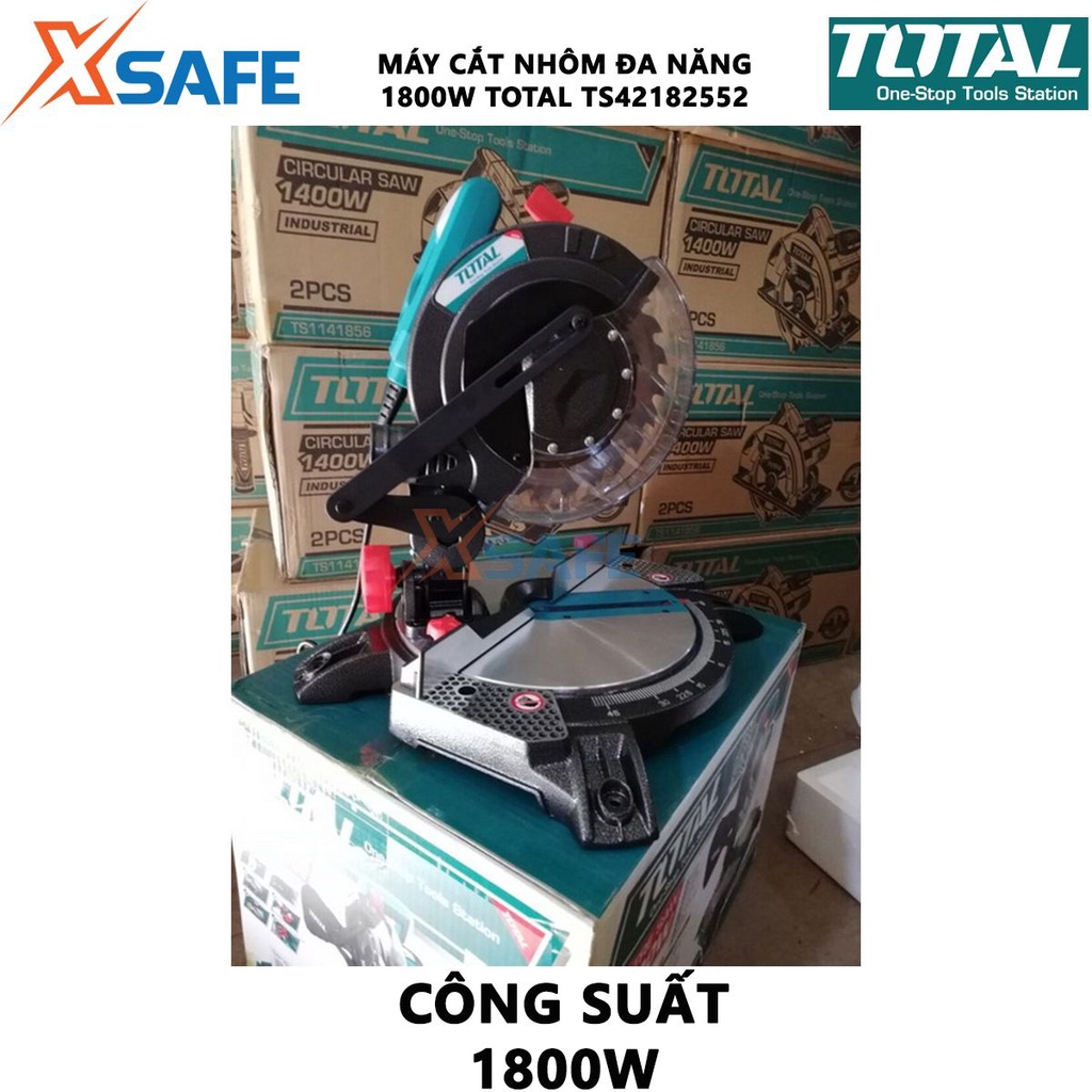 Máy cắt nhôm TOTAL TS42182552 1800W, kích thước lưỡi 255mm, kèm bộ phụ kiện thông dụng - chính hãng