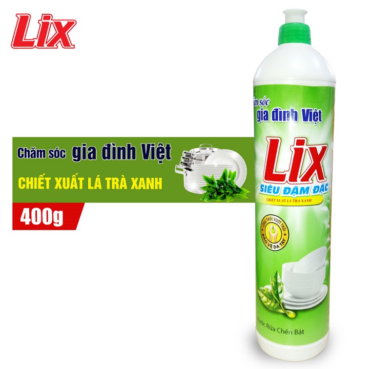 Nước rửa chén Lix siêu đậm đặc trà xanh 400g (TX40T)