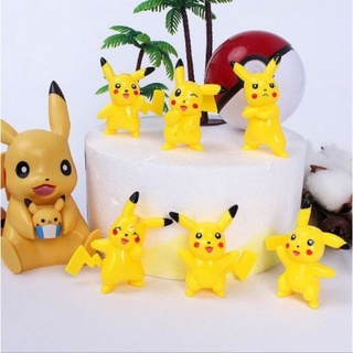 Bộ 6 pikachu nhựa trang trí bánh kem, pokemon