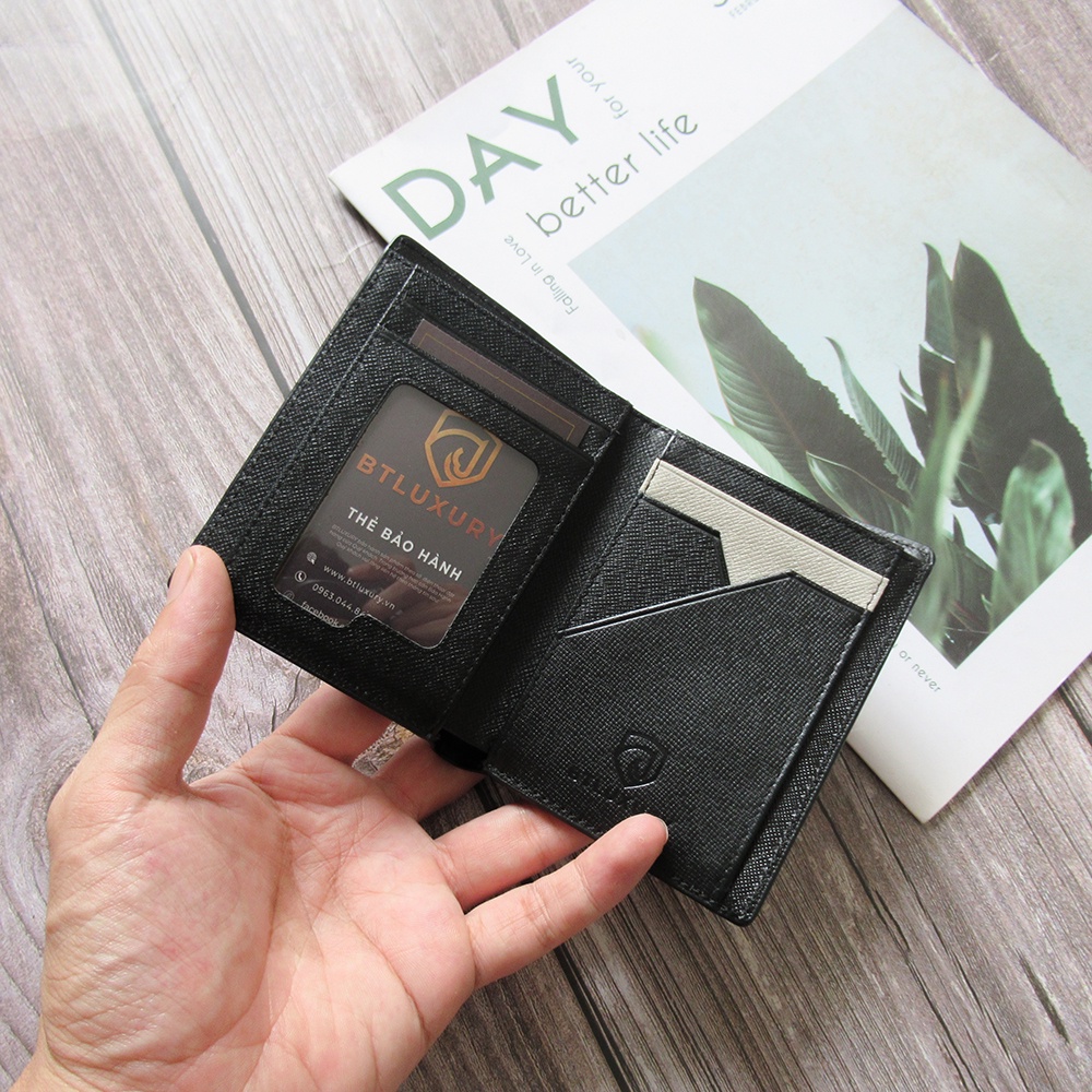 Ví nam đứng cao cấp REVO, thiết kế hiện đại chất da Taiga thượng hạng, chống thấm nước thương hiệu BTLUXURY