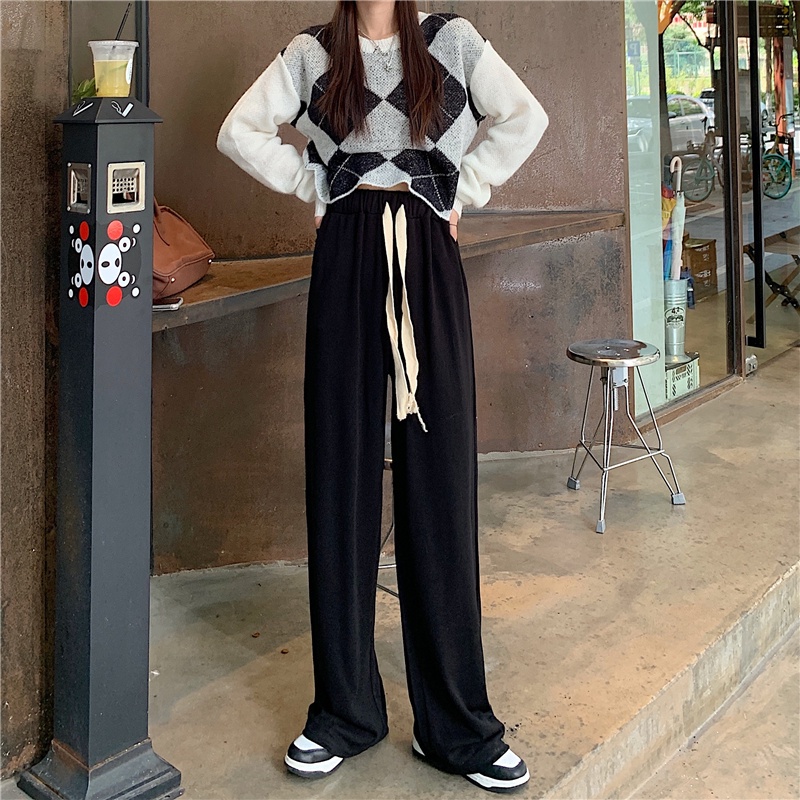 NRVP Quần jogger nữ dài lưng cao thời trang Hàn Quốc