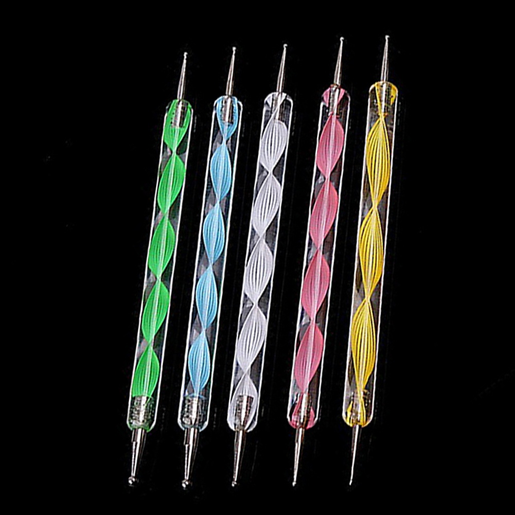 Set 5 Dụng Cụ Trang Trí Móng Tay Nghệ Thuật Hai Đầu Họa Tiết Cẩm Thạch / Chấm Bi