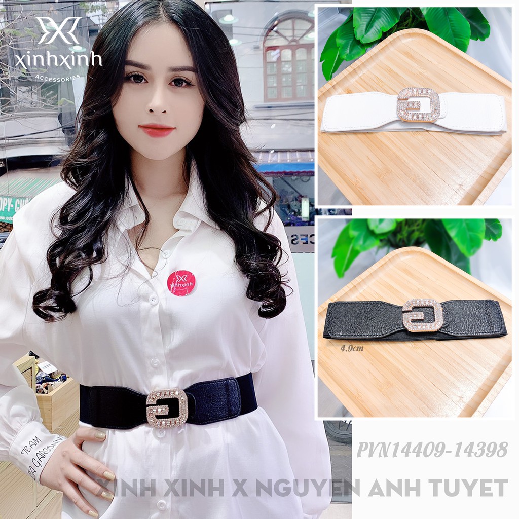 Thắt lưng belt da thời trang mặt chữ G 4.9cm đính đá nhân tạo cao cấp - Xinh Xinh Accessories