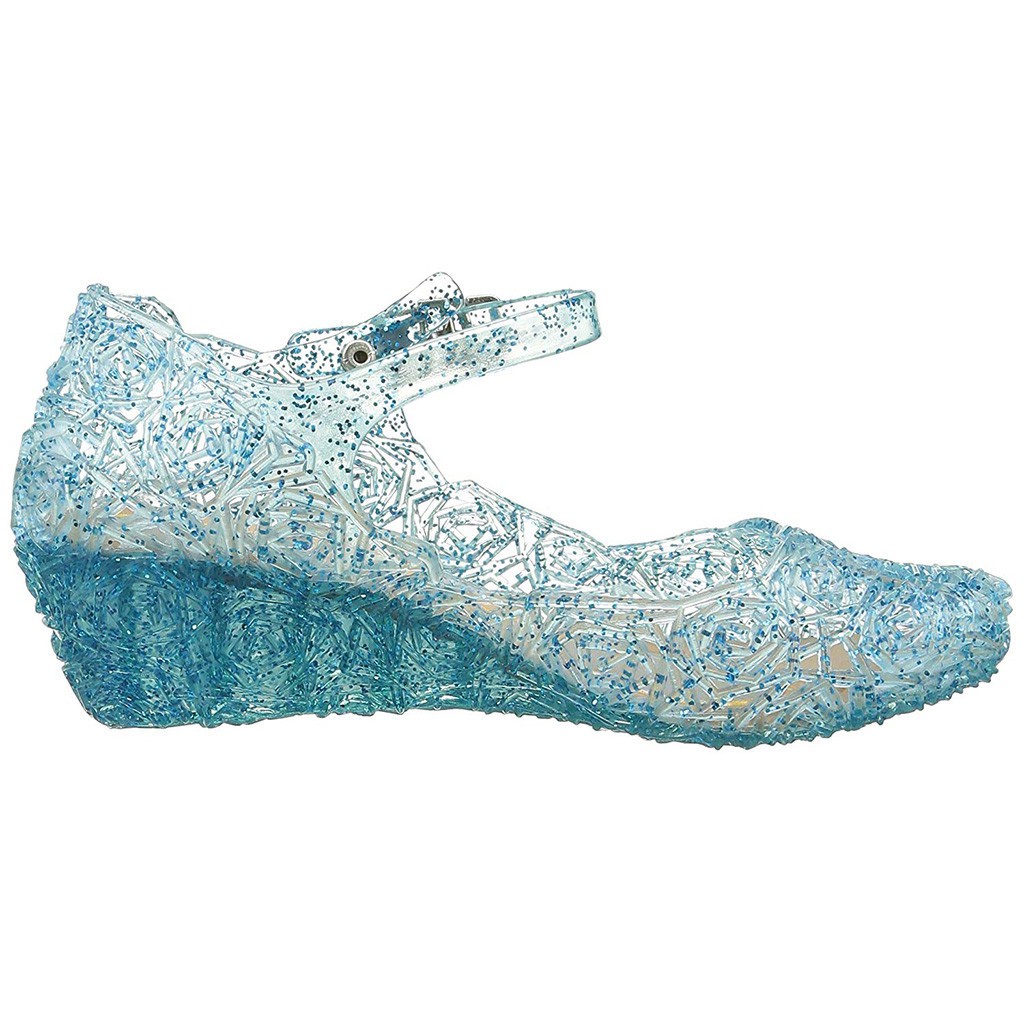 Giày Búp Bê Nhựa Dẻo Đính Pha Lê Hình Công Chúa Elsa Xinh Xắn Cho Bé Gái