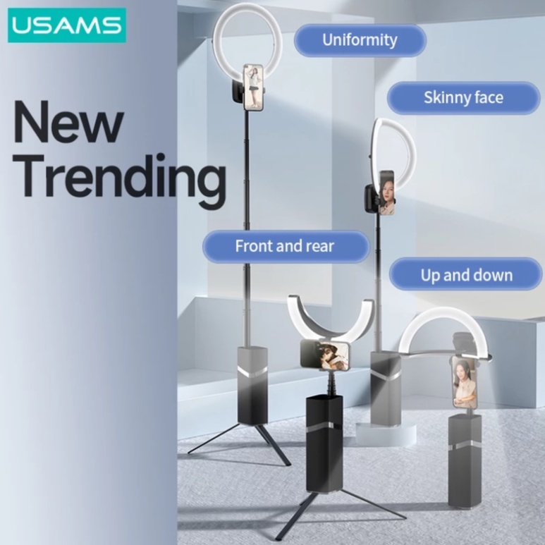 Usams Vòng Đèn Led Chụp Ảnh Selfie Đa Năng Có Chân Đế Tripod Kèm Giá Đỡ Di Động Tiện Dụng