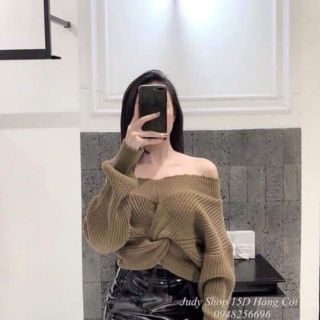 Áo len xoắn eo trễ vai