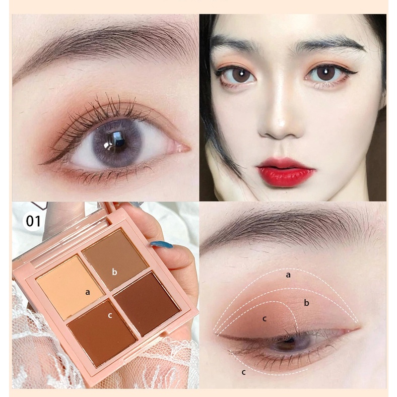 Bảng Phấn Mắt Coolbabie 4 Màu Tông Lì / Nhũ Ngọc Trai Trang Điểm Mặt