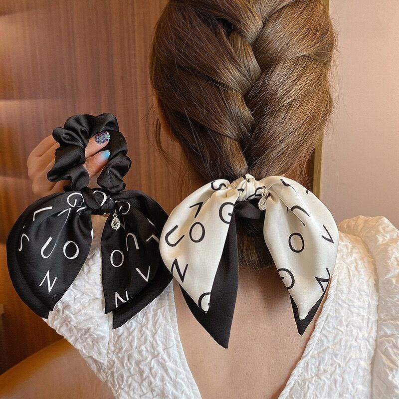 Dây ruy băng cột tóc đính nơ đuôi chim én thời trang mới 2021