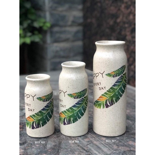 Bộ 3 lọ hoa sứ sake gốm Bát Tràng