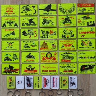 combo 30 logo phượt phản quang và móc khóa phượt