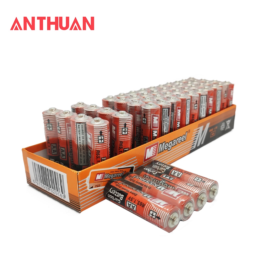 Hộp 60 viên Megareel AA, AAA Carbon 1.5V R6S,R03S Pin tiểu, đũa chất lượng cao giá tốt