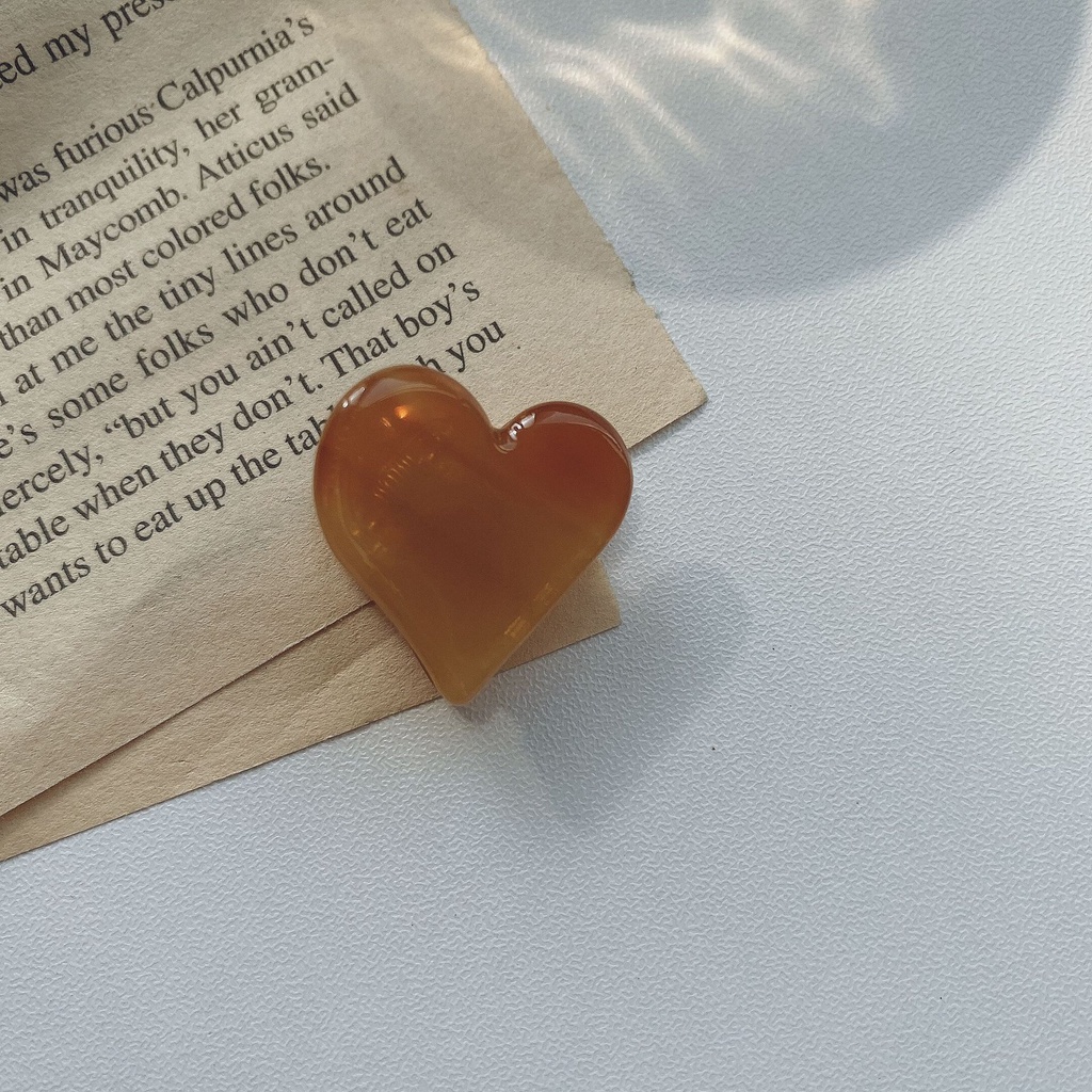 Set 2 Kẹp Tóc Hình Trái Tim Họa Tiết Cẩm Thạch / Trái Tim Đơn Giản Phong Cách Retro Cho Nữ