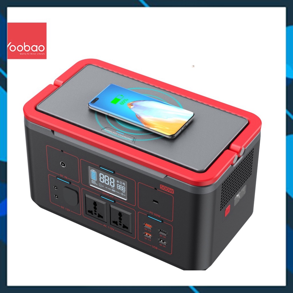 Trạm sạc dự phòng khẩn cấp Yoobao không dây 500W EN500S Dung lượng siêu khủng 150000mAh, Cổng AC kép 220V