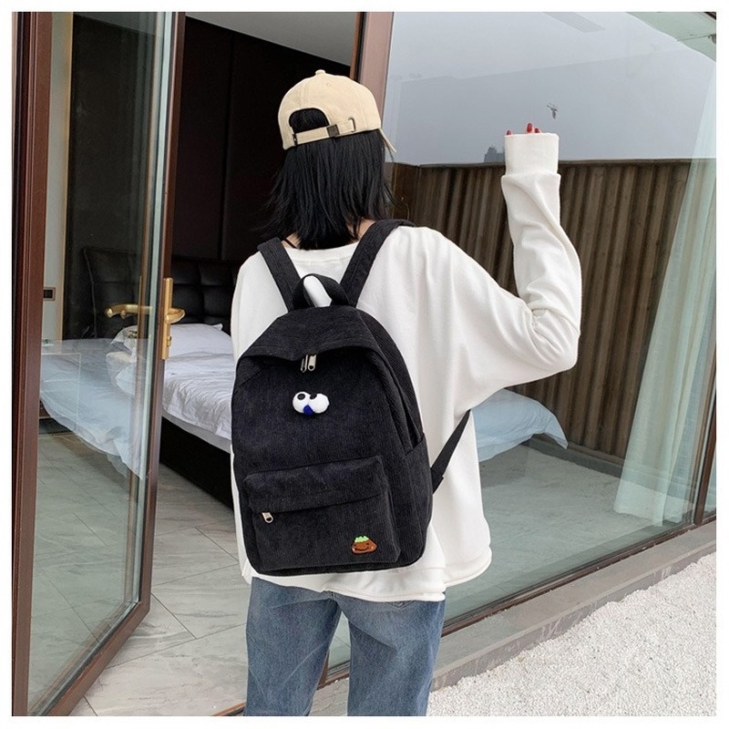 Ba Lô Đi Học / Du Lịch Vải Nhung Màu Trơn Dung Tích Lớn Đa Năng Thời Trang Mùa Đông Cho Nữ