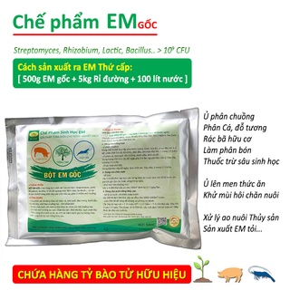 Chế phẩm vi sinh EM gốc dạng bột - Ủ phân cá, xử lý rác thải hữu cơ không mùi hôi - Làm phân bón - Gói 500g