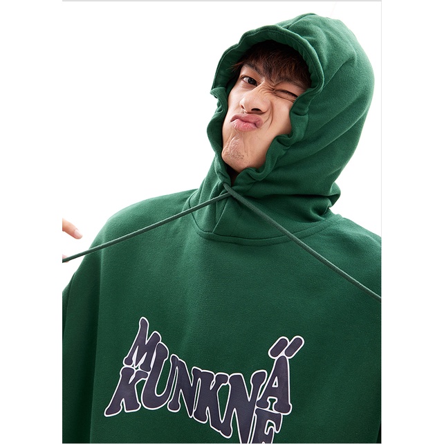 Áo Hoodie Make It Rain Heybig màu xanh lá họa tiết chữ in