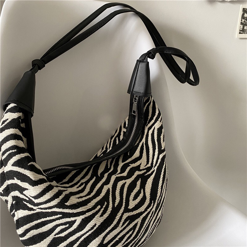 Túi Đeo Chéo Họa Tiết Ngựa Vằn Vintage Cho Nữ