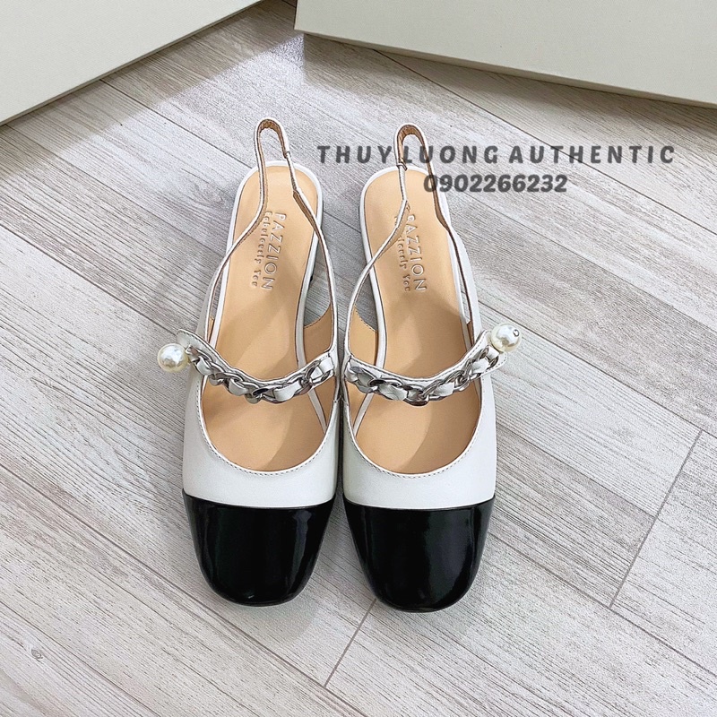 Giày Bệt Pazzion hai màu kem và nâu nhạt