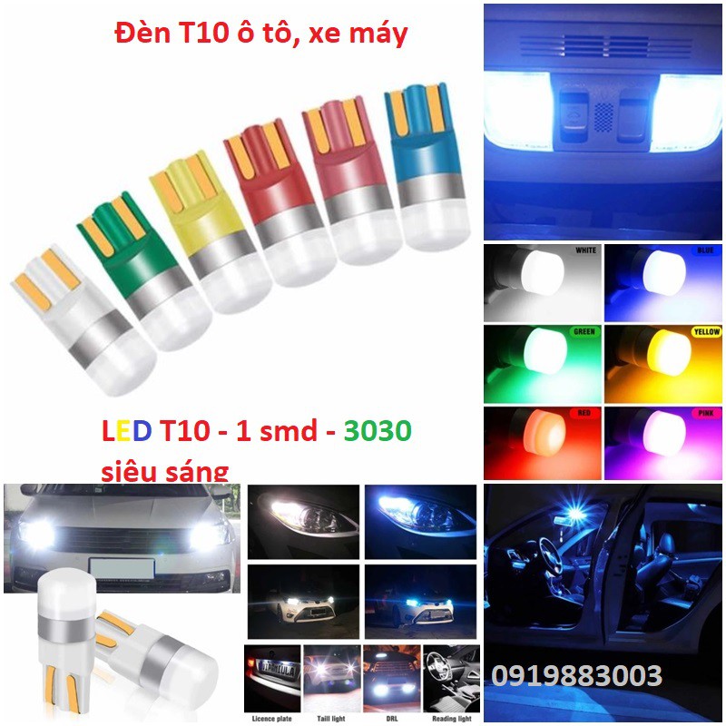 (T10-1smd-3030 PC) 1 bóng đèn T10 xi nhan demi xe máy, ô tô