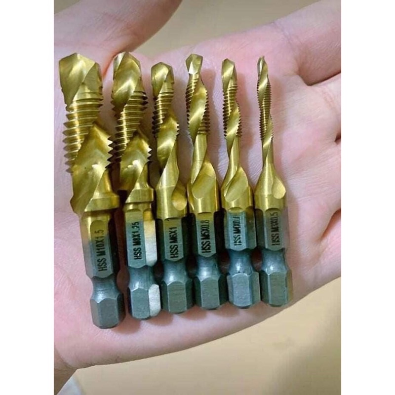 Bộ Taro Tạo Zen Siêu Bền Dành Cho Máy Khoan Chân Lục Giác Tạo Ren Doa Âm Mũ Vít M3-M10 Phủ Titanium siêu bền