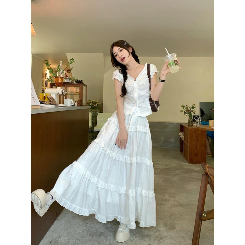 Áo Sơ Mi / Váy Trắng Phong Cách Retro Mùa Hè 66108