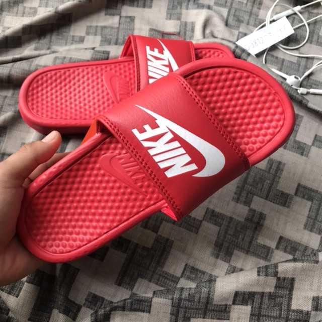dép quai ngang nike-màu đỏ nam nữ kèm hộp