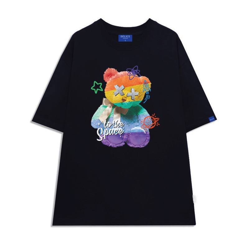 [ Full Box + Tag ] Áo thun phông Unisex cotton 100% form rộng tay ngắn GẤU TO THE SPACE