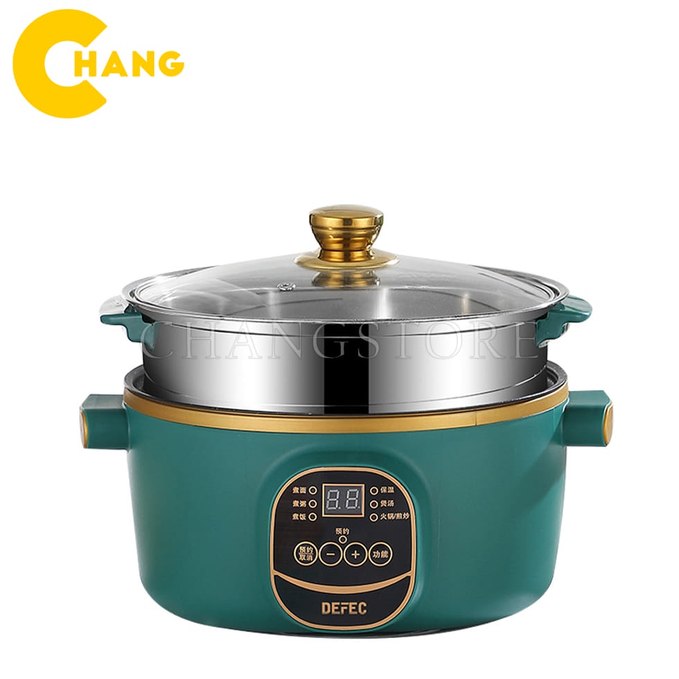 Nồi Lẩu Điện Đa Năng Chống Dính Vân Đá Electric Cooker Pot Shanban 24cm Kèm Hấp Inox