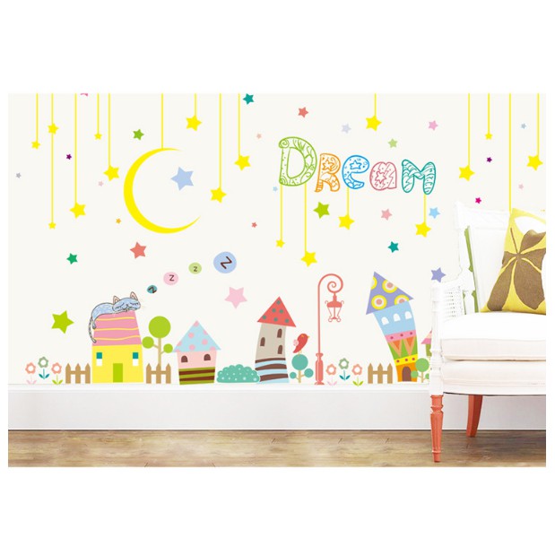 Decal trang trí tường - Thành Phố Sắc Màu DREAM cho Bé