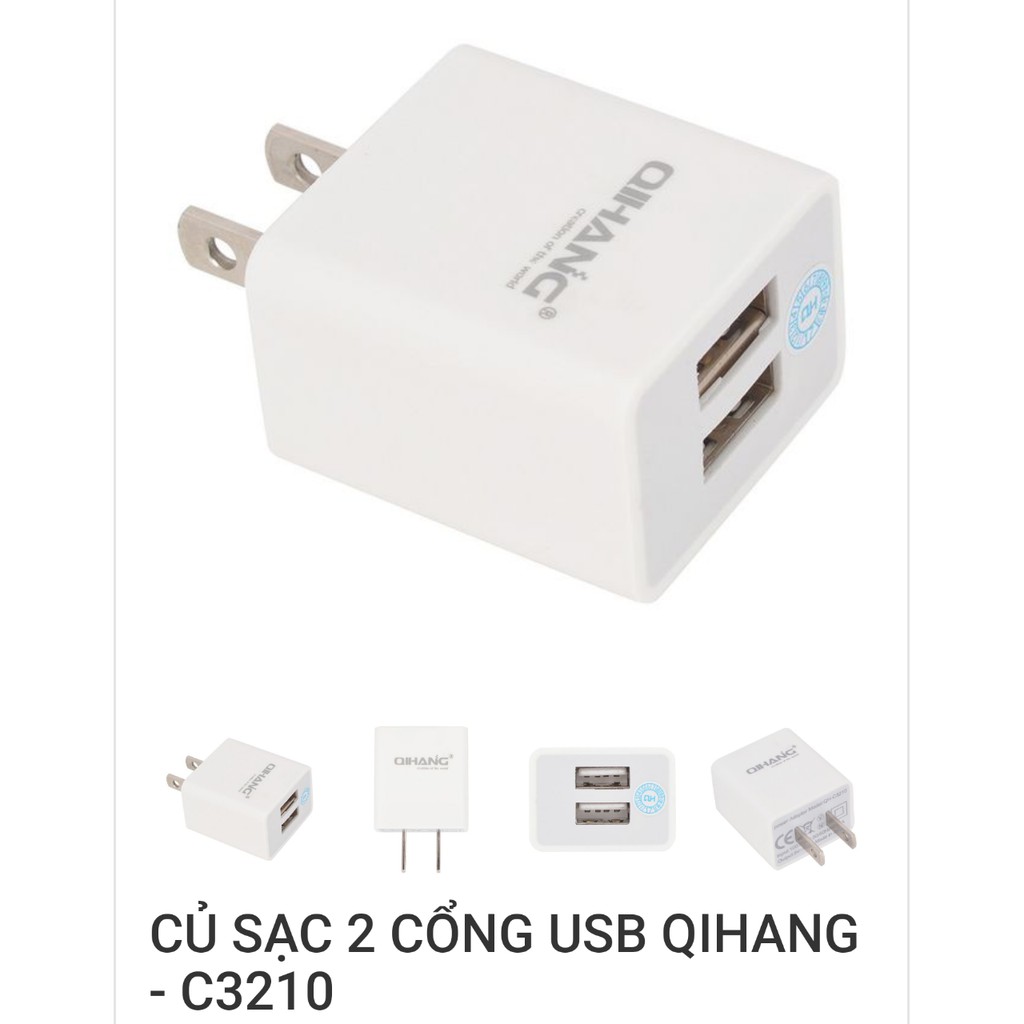 CỦ SẠC 2 CỔNG USB QIHANG - C3210 dùng cho các dòng điện thoại smartphone