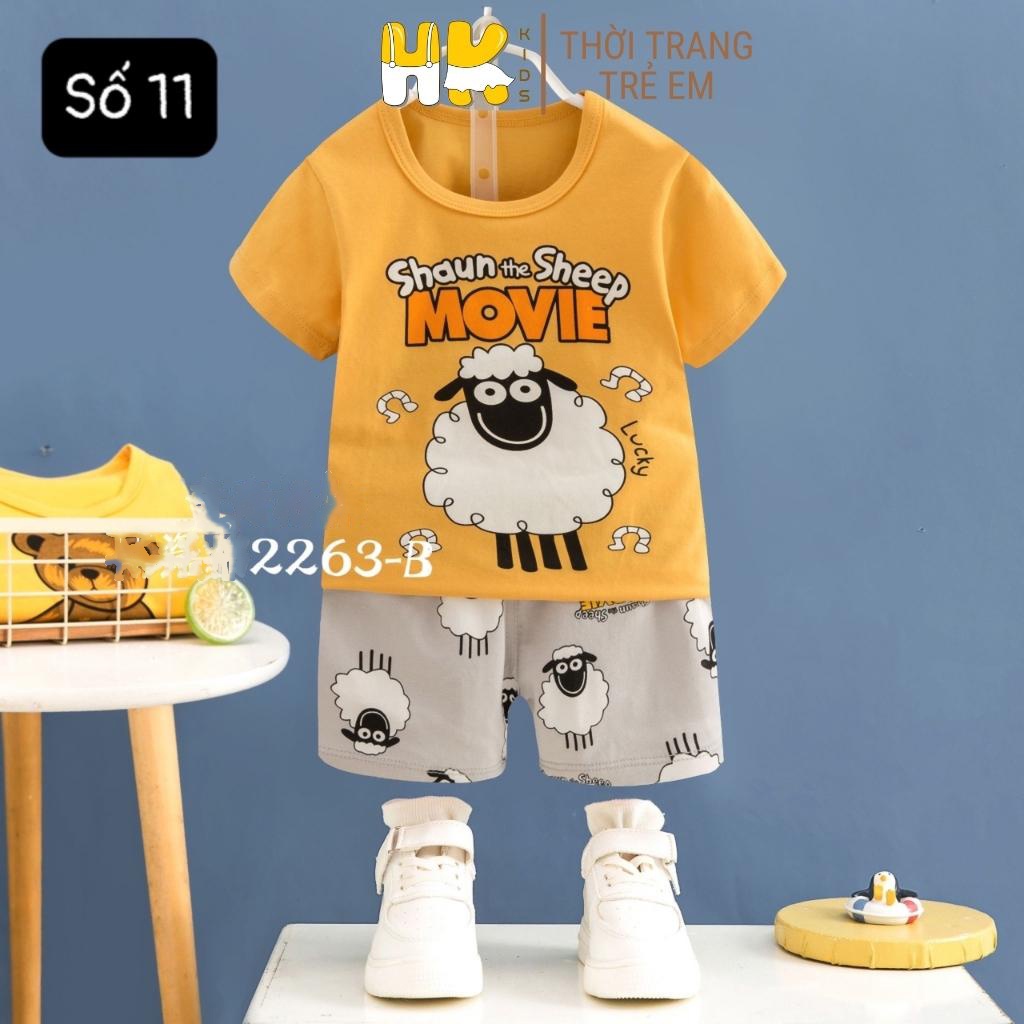 Bộ quần áo cộc tay size đại cho bé trai HK KIDS chất cotton mềm mát size cho bé từ 8-10 tuổi